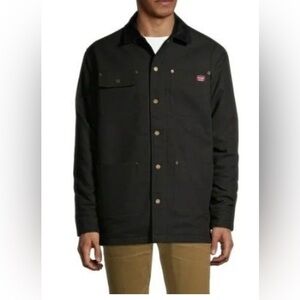 Wrangler Workwear Black Canvas Blanket Lined Chore Barn Work Coat Mens